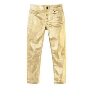 Twinset NEW Gold Metallic Skinny Pants Size 27 With 27 Inch Inseam Flat Front